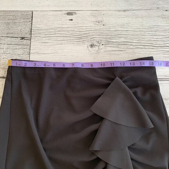 Vince Camuto Black Jersey Knit Ruffle Midi Pencil Skirt - Picture 9 of 11